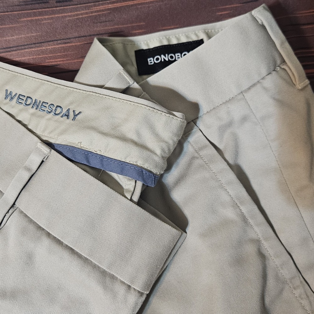 Bonobos Stretch Weekday Warrior Pants Mens 38x31 Wednesday Slim Beige Khaki